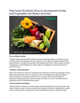 Fuel Your Workout How to Incorporate Fruits and Vegetables for Better Exercise