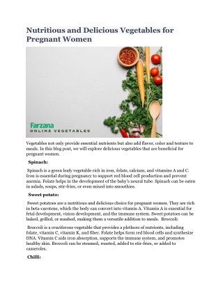 Nutritious and Delicious Vegetables for Pregnant Women