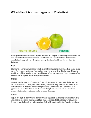 Which Fruit is advantageous to Diabetics