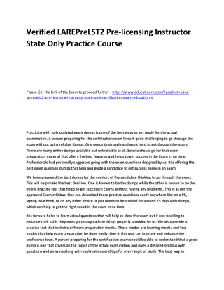 LAREPreLST2 Pre-licensing Instructor State Only