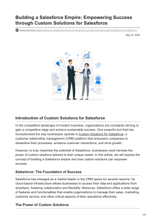 Building a Salesforce Empire Empowering Success through Custom Solutions for Salesforce