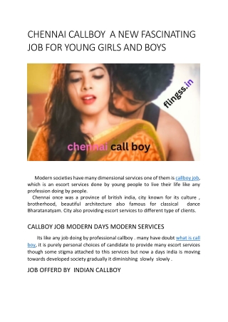 CHENNAI CALLBOY  A NEW FASCINATING JOB FOR YOUNG GIRLS AND BOYS