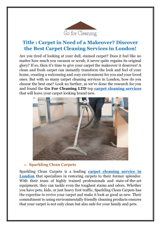 Carpet in Need of a Makeover? Discover the Best Carpet Cleaning Services