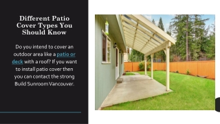 Different Patio Cover Types You Should Know