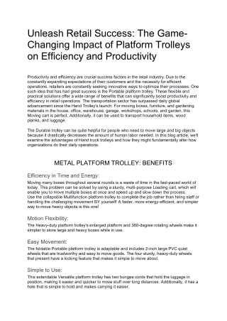 How Platform Trolleys Can Improve Efficiency and Productivity in the Retail Indu