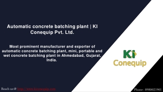 Automatic concrete batching plant | KI Conequip Pvt. Ltd.