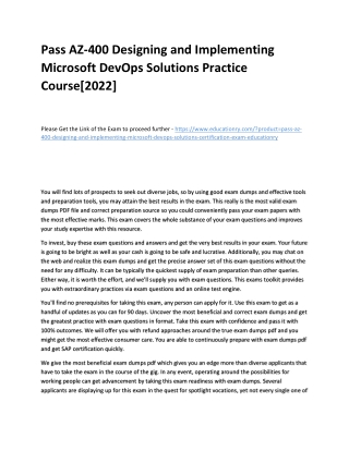 AZ-400 Designing and Implementing Microsoft DevOps Solutions