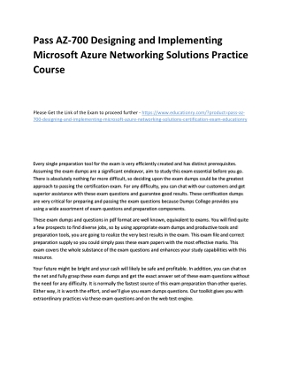 AZ-700 Designing and Implementing Microsoft Azure Networking Solutions