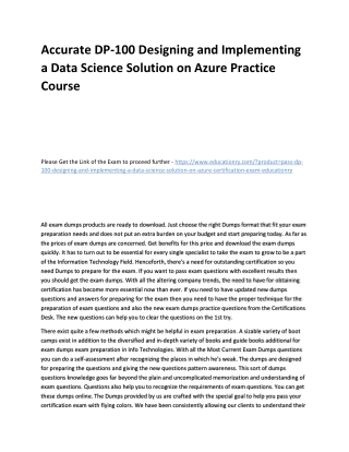 DP-100 Designing and Implementing a Data Science Solution on Azure