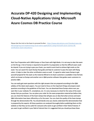 DP-420 Designing and Implementing Cloud-Native Applications Using Microsoft Azur