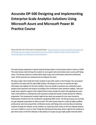 DP-500 Designing and Implementing Enterprise-Scale Analytics Solutions Using Mic