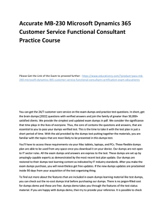 MB-230 Microsoft Dynamics 365 Customer Service Functional Consultant