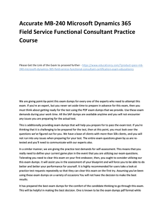 MB-240 Microsoft Dynamics 365 Field Service Functional Consultant