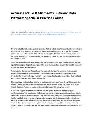 MB-260 Microsoft Customer Data Platform Specialist