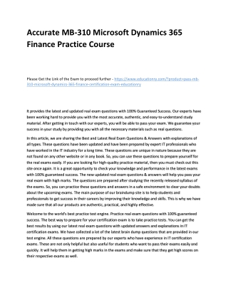 MB-310 Microsoft Dynamics 365 Finance