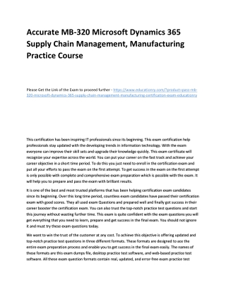 MB-320 Microsoft Dynamics 365 Supply Chain Management, Manufacturing