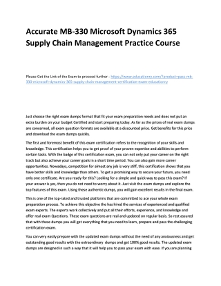 MB-330 Microsoft Dynamics 365 Supply Chain Management