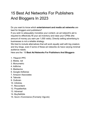 15 Best Ad Networks For Publishers And Bloggers In 2023