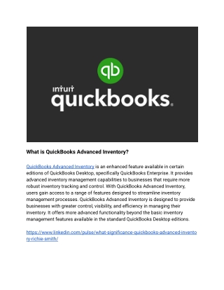 What is QuickBooks Advanced Inventory