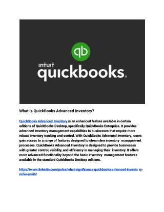 What is QuickBooks Advanced Inventory