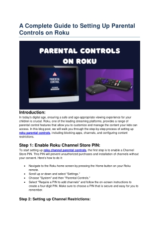 A Complete Guide to Setting Up Parental Controls on Roku