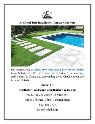 Artificial Turf Installation Tampa Nslcd