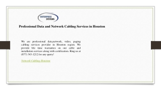 Professional Data and Network Cabling Services in Houston