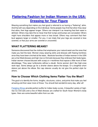 Flattering Fashion for Indian Women in the USA: Dressing for Your Figure