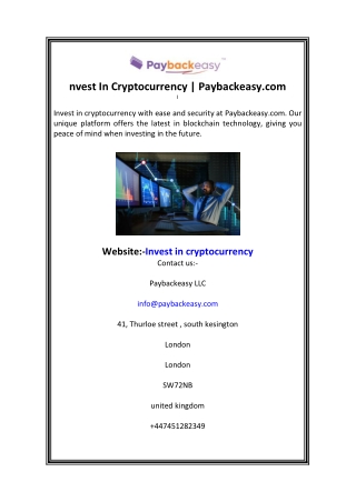 Invest In Cryptocurrency Paybackeasy.com