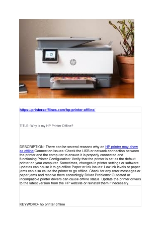 Why is my HP Printer Offline?