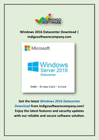 Windows 2016 Datacenter Download | Indigosoftwarecompany.com