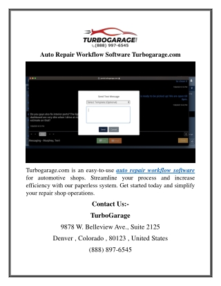 Auto Repair Workflow Software Turbogarage