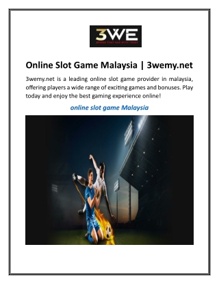 Online Slot Game Malaysia  3wemy.net