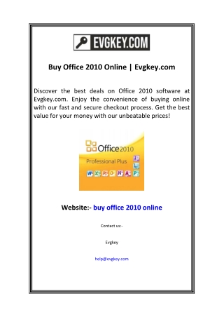 Buy Office 2010 Online Evgkey.com