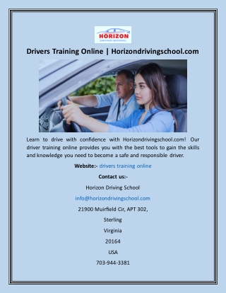 Drivers Training Online  Horizondrivingschool