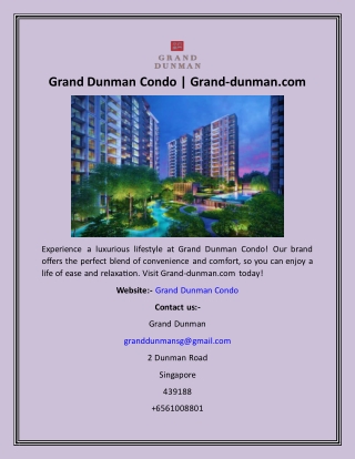 Grand Dunman Condo  Grand-dunman