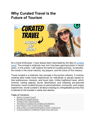 Why Curated Travel is the Future of Tourism
