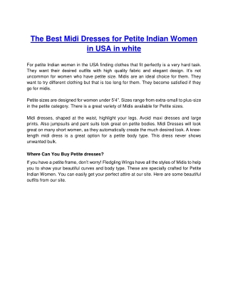 The Best Midi Dresses for Petite Indian Women in USA in white