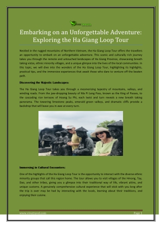 Engaging in a Memorable Adventure Exploring the Ha Giang Loop Tour