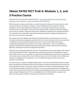 PA702 PECT PreK-4: Modules 1, 2, and 3