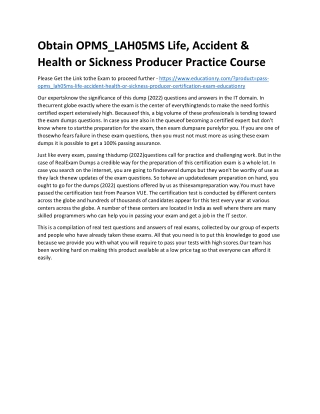 OPMS_LAH05MS Life, Accident & Health or Sickness Producer