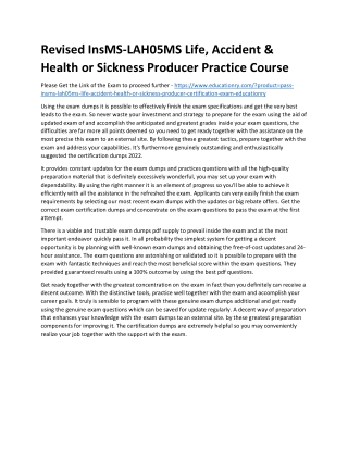 InsMS-LAH05MS Life, Accident & Health or Sickness Producer