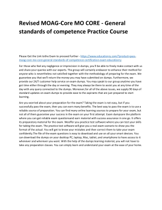 MOAG-Core MO CORE - General standards of competence