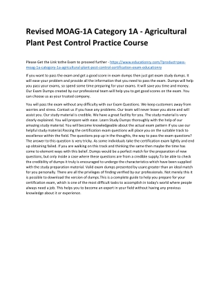 MOAG-1A Category 1A - Agricultural Plant Pest Control