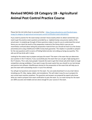 MOAG-1B Category 1B - Agricultural Animal Pest Control