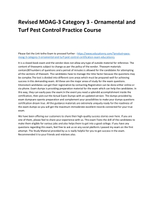 MOAG-3 Category 3 - Ornamental and Turf Pest Control