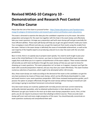 MOAG-10 Category 10 - Demonstration and Research Pest Control