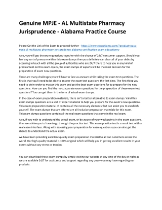 MPJE - AL Multistate Pharmacy Jurisprudence - Alabama