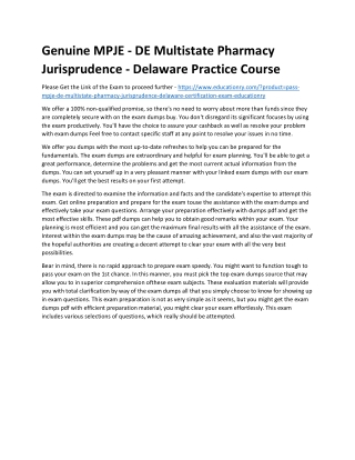 MPJE - DE Multistate Pharmacy Jurisprudence - Delaware