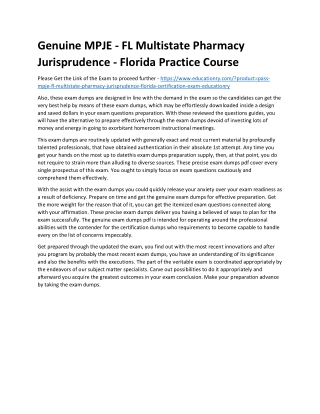 MPJE - FL Multistate Pharmacy Jurisprudence - Florida